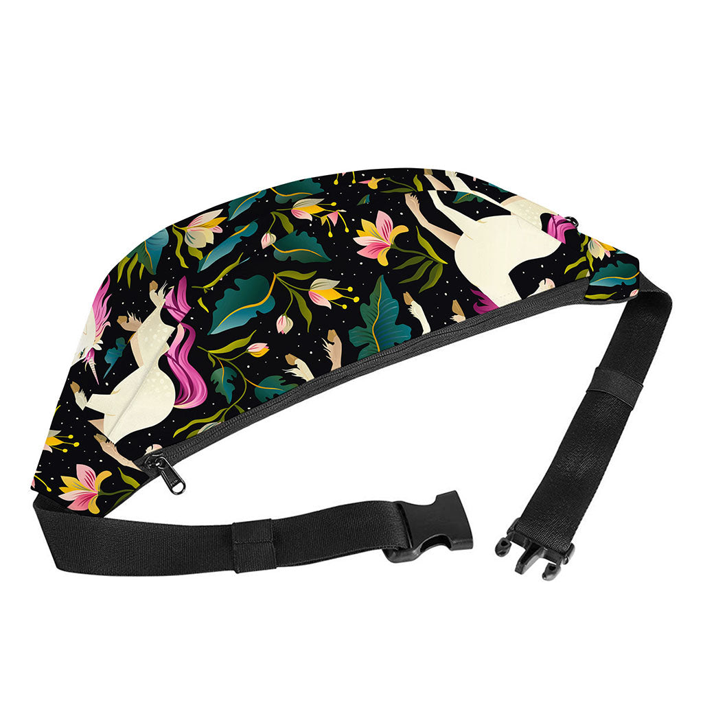 Night Floral Unicorn Pattern Print Fanny Pack