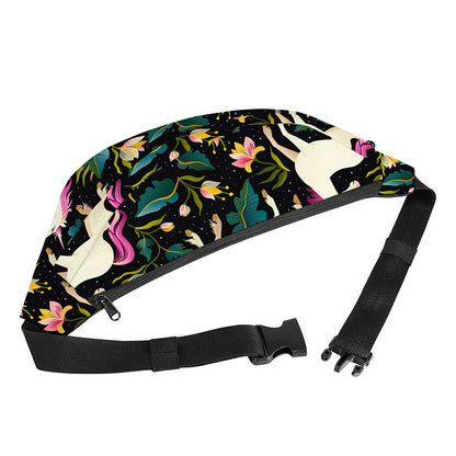 Night Floral Unicorn Pattern Print Fanny Pack
