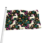 Night Floral Unicorn Pattern Print Flag