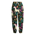 Night Floral Unicorn Pattern Print Fleece Lined Knit Pants
