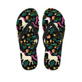 Night Floral Unicorn Pattern Print Flip Flops