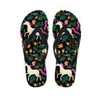 Night Floral Unicorn Pattern Print Flip Flops