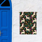 Night Floral Unicorn Pattern Print Garden Flag