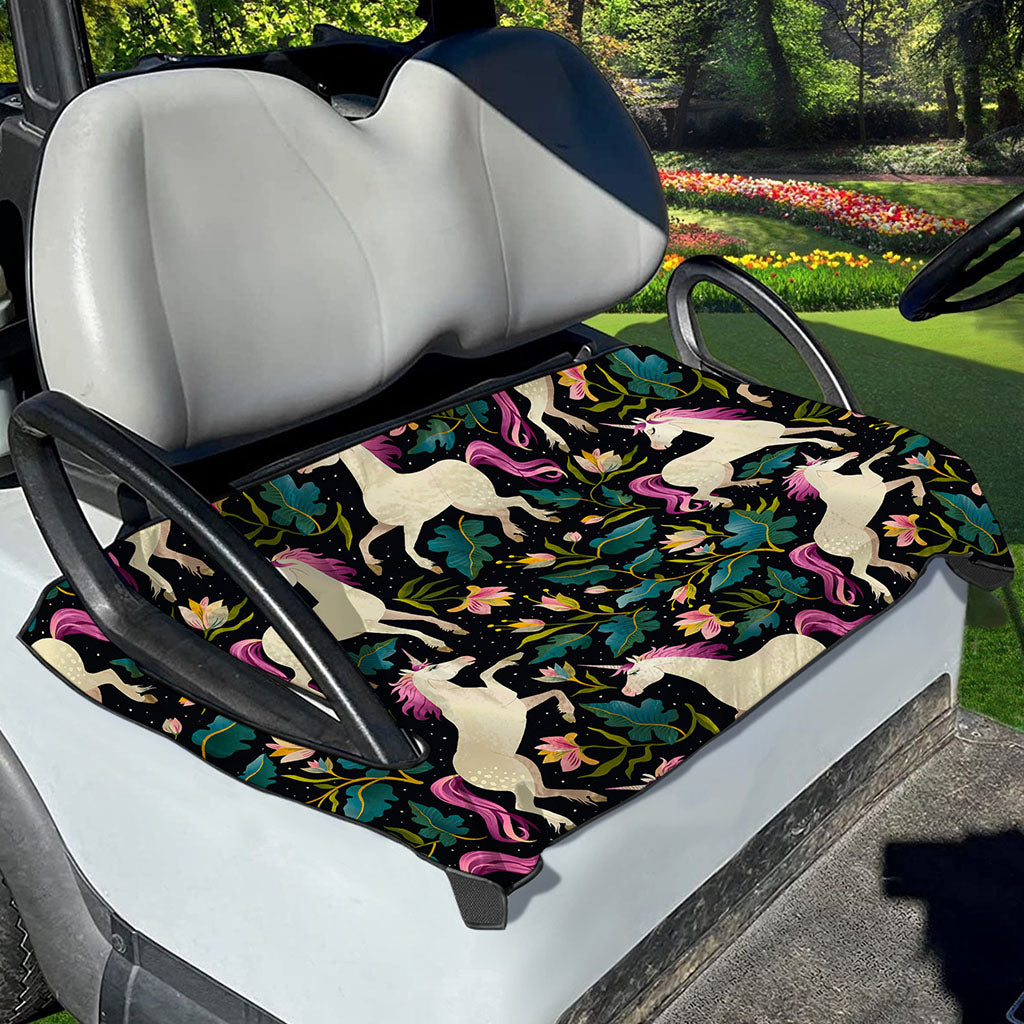 Night Floral Unicorn Pattern Print Golf Cart Seat Cover