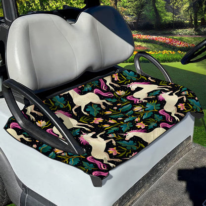 Night Floral Unicorn Pattern Print Golf Cart Seat Cover