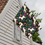 Night Floral Unicorn Pattern Print House Flag