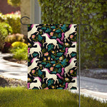 Night Floral Unicorn Pattern Print House Flag