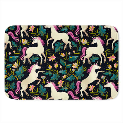 Night Floral Unicorn Pattern Print Indoor Door Mat