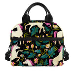 Night Floral Unicorn Pattern Print Insulated Lunch Bag