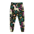 Night Floral Unicorn Pattern Print Jogger Pants