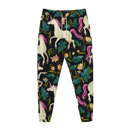 Night Floral Unicorn Pattern Print Jogger Pants