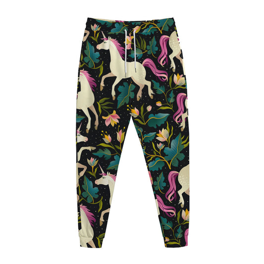 Night Floral Unicorn Pattern Print Jogger Pants