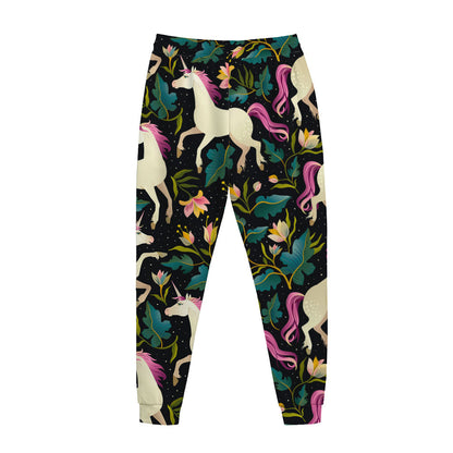Night Floral Unicorn Pattern Print Jogger Pants