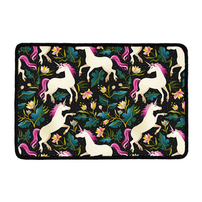 Night Floral Unicorn Pattern Print Kitchen Mat