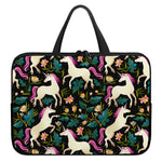 Night Floral Unicorn Pattern Print Laptop Sleeve With Handle