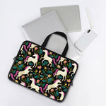 Night Floral Unicorn Pattern Print Laptop Sleeve With Handle
