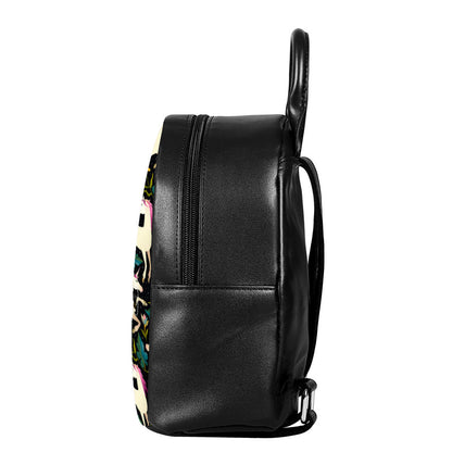 Night Floral Unicorn Pattern Print Leather Backpack