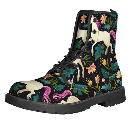 Night Floral Unicorn Pattern Print Backpack