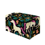 Night Floral Unicorn Pattern Print Leather Tissue Box Cover