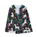 Night Floral Unicorn Pattern Print Long Sleeve Short Coat