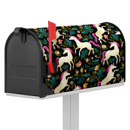 Night Floral Unicorn Pattern Print Mailbox Cover