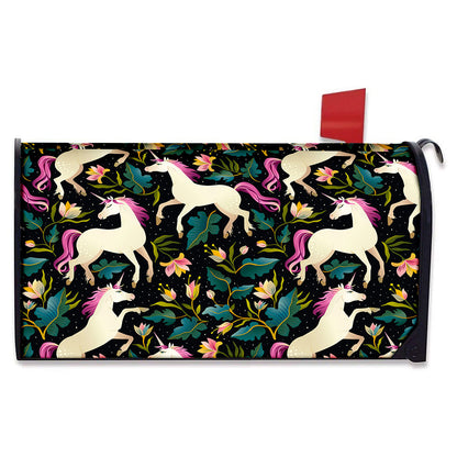 Night Floral Unicorn Pattern Print Mailbox Cover