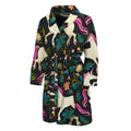 Night Floral Unicorn Pattern Print Men's Bathrobe