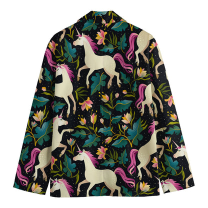 Night Floral Unicorn Pattern Print Men's Blazer