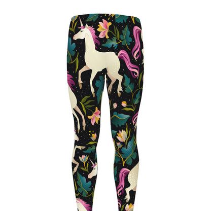 Night Floral Unicorn Pattern Print Men's leggings