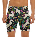 Night Floral Unicorn Pattern Print Men's Long Boxer Briefs