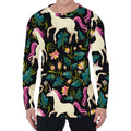 Night Floral Unicorn Pattern Print Men's Long Sleeve T-Shirt