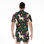 Night Floral Unicorn Pattern Print Men's Rompers