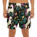 Night Floral Unicorn Pattern Print Men's Split Running Shorts