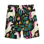 Night Floral Unicorn Pattern Print Men's Sports Shorts