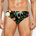Night Floral Unicorn Pattern Print Men's Swim Briefs