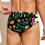 Night Floral Unicorn Pattern Print Men's Swim Briefs