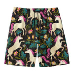 Night Floral Unicorn Pattern Print Men's Swim Trunks
