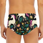 Night Floral Unicorn Pattern Print Men's Triangle Swim Briefs