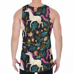 Night Floral Unicorn Pattern Print Men's Velvet Tank Top