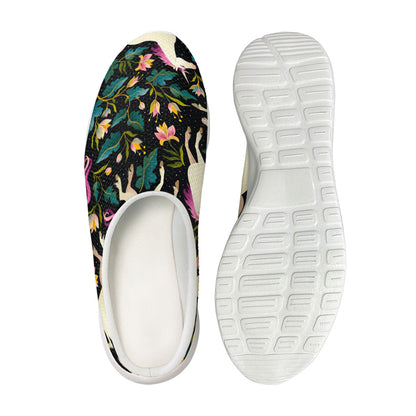 Night Floral Unicorn Pattern Print Mesh Casual Shoes