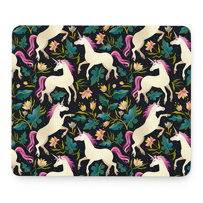 Night Floral Unicorn Pattern Print Mouse Pad