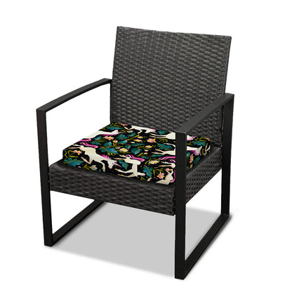 Night Floral Unicorn Pattern Print Outdoor Seat Cushion Cover