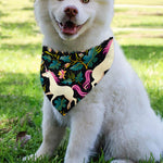 Night Floral Unicorn Pattern Print Over The Collar Dog Bandana