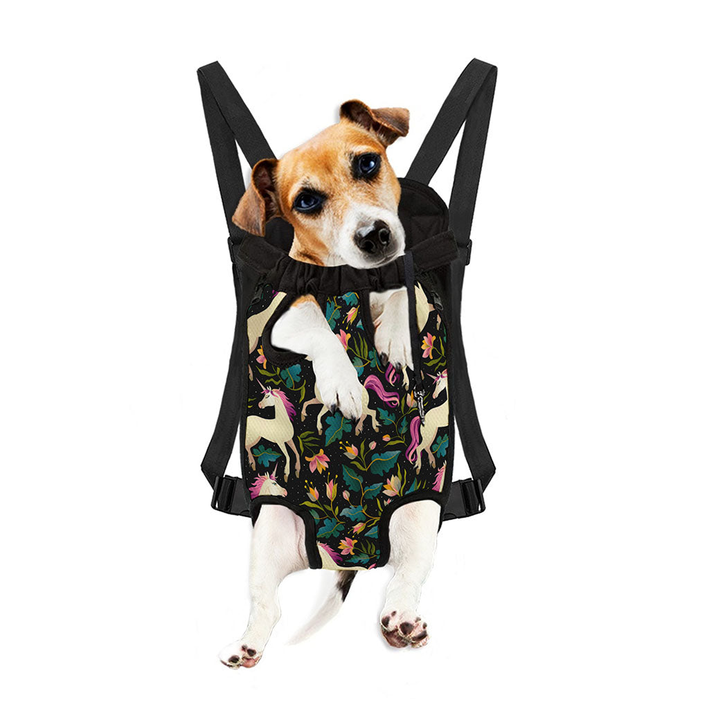 Night Floral Unicorn Pattern Print Pet Carrier Backpack