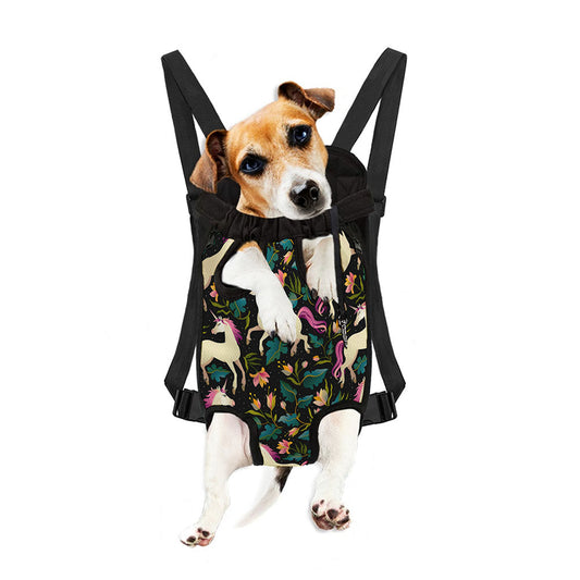 Night Floral Unicorn Pattern Print Pet Carrier Backpack