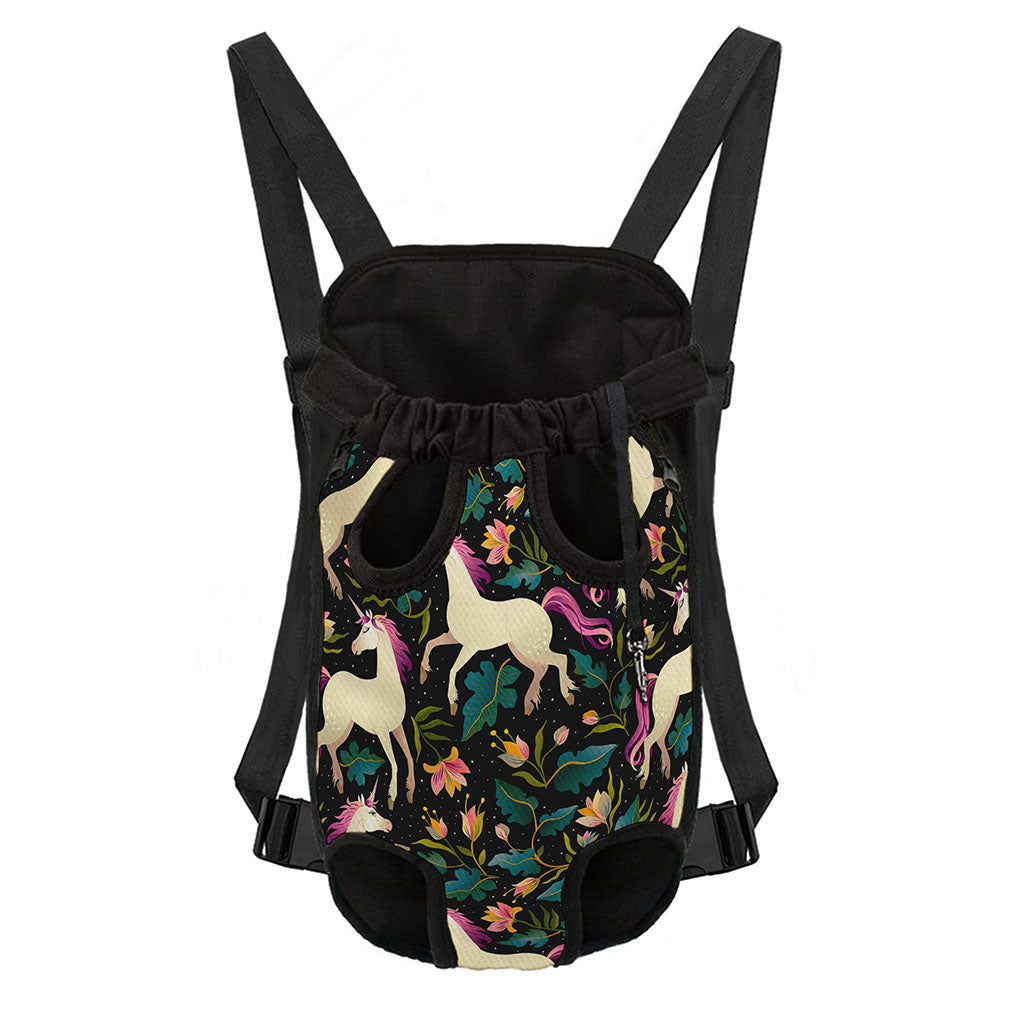 Night Floral Unicorn Pattern Print Pet Carrier Backpack