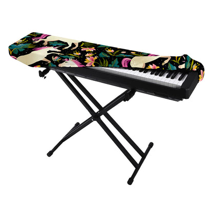 Night Floral Unicorn Pattern Print Piano Keyboard Cover