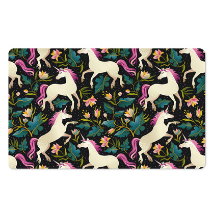 Night Floral Unicorn Pattern Print Polyester Doormat