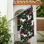 Night Floral Unicorn Pattern Print Polyester Flag