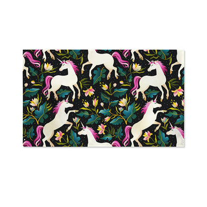 Night Floral Unicorn Pattern Print Polyester Flag
